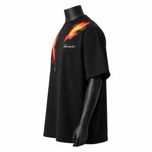 Custom <b>Flame</b> Graphic T <b>Shirt</b> For Men Cotton Streetwear Oversized Black Printed T-<b>Shirt</b> Fashion Tee OEM Wholesale - Product Image 4