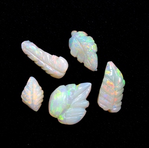 5 ชิ้นธรรมชาติออสเตรเลียโอปอลแกะสลักโอปอลแกะสลัก Cabochon แกะสลักใบธรรมชาติออสเตรเลียโอปอล - Product Image 1