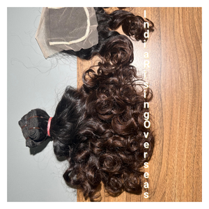 ช่อผมดิบจากอินเดียแบบมัดผมที่ไม่ผ่านการทำผมแบบเรมี่แบบไม่ผ่านกระบวนการพร้อมการต่อผมที่ขมับ: ไม่ถาวร - Product Image 1