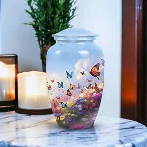 โกศใส่เถ้ากระดูกรูปผีเสื้อสำหรับผู้ใหญ่ใส่ขี้เถ้าทำศพดอกไม้ป่าสำหรับผีเสื้อที่มีสีสันธรรมชาติ - Product Image 6