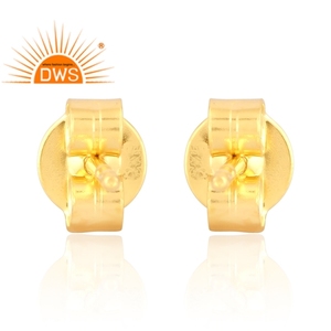 Hot selling 925 sterling <b>silver</b> 18k gold plated natural Zircon pink gemstone <b>earring</b> demi fine jewelry manufacturer - Product Image 4