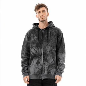 Oversized <b>Black</b> Fleece Hoodie Men's Winter Fleece Pullover Hooded <b>Top</b> Men 500 GSM Fleece Acid Wash Hoodies Mens - Product Image 6