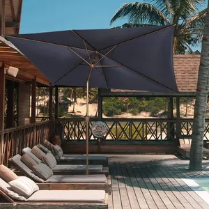 NOWENSOL Parasol de table d'extérieur de 10 pieds avec manivelle inclinable à bouton poussoir/nervures robustes/résistant à la décoloration avec tissu teint en solution - Product Image 6