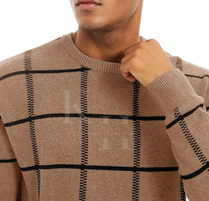 Pull-over d'hiver en laine mélangée coupe ajustée pour hommes, tricots chauds pour l'intérieur et l'extérieur, respirant, séchage rapide, logo avant - Product Image 2