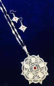 24K <b>Gold</b> Plated Dubai Vintage Jewelry <b>Set</b> Includes Necklace Earrings <b>Bangles</b> Combs Brooches Diamond Copper Material Bulgaria - Product Image 4