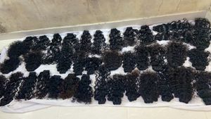 Extensions de cheveux naturels indiens Remy de luxe en gros, bruts, à trame unique, non traités, cuticules alignées, rebondissants, 100g - Product Image 1