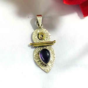 925 argent Sterling bijoux fins pendentifs et breloques naturel noir Onyx coupe Turquoise pierre précieuse pendentif avec laiton bijoux en gros - Product Image 3