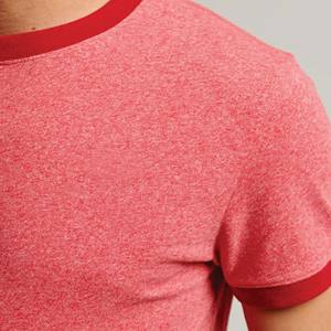 T-shirt deux tons à col épais sans étiquette pour hommes T-shirt en coton à manches raglan T-shirt à col rond et patchwork - Product Image 3