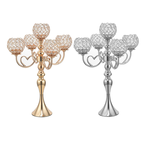 Candelabre en cristal métallique, porte-bougie, centre de table de mariage, décoration de table de banquet, décoration d'événement, décoration de fête, décoration d'intérieur, accents de qualité supérieure - Product Image 1