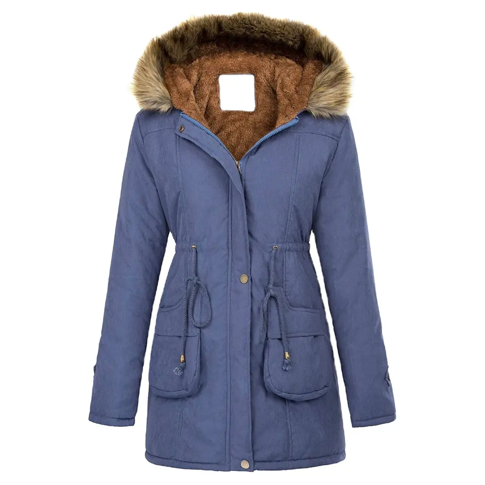 Simplee-manteau Long à capuche pour femme, Parka chaud, rembourré, épais, mode hiver
