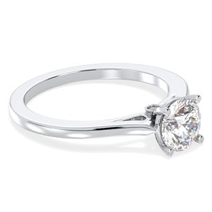 Bague de fiançailles solitaire REYES en or blanc 14 carats avec moissanite ronde de 1,06 carat, bijoux fins pour femmes, cadeau de mariage - Product Image 3