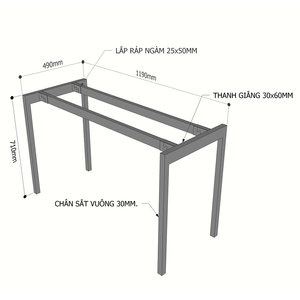 Estructura de Acero Minimalista para Mesa de 120x50cm, Sistema Slean HCSL003 - Product Image 3