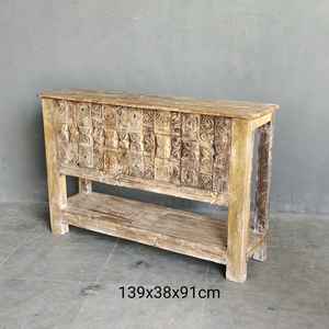 Handmade Rustic Wooden <b>Console</b> <b>Table</b> with Mirrored Feature Solid Wood Living Room Furniture with <b>Storage</b> for Hotel Decoration - Product Image 5