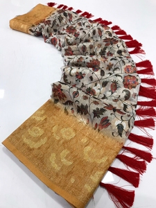 SETA PURA SEDA MX ZARI SAREE CON TEJIDO EN PLATA Y CONCEPTO DIGITAL CON RICO PALLU Y BORLAS ADJUNTAS SAREE - Product Image 4