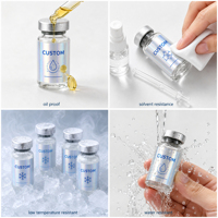 Étiquettes autocollantes de luxe en PET imprimées sur mesure pour flacons cosmétiques argentés métallisés de 3 ml, 5 ml, 10 ml, sur feuilles – Fabricant