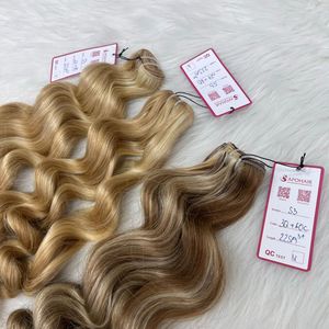 Machine à coudre trame extensions de cheveux # 1B + 3 extensions de cheveux ondulés cheveux trame prix de gros couleur personnalisée - Product Image 6