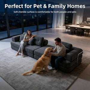 Canapé convertible en forme de L en tissu moderne Alibabaa 2026 pour salon, chambre à coucher, appartement, livraison directe, commerce électronique - Product Image 4