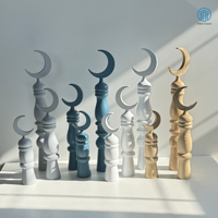 En bois Ramadan croissant de lune décor à la main Hilal Stand islamique Eid Mubarak en bois décoration de la maison Table pièce maîtresse