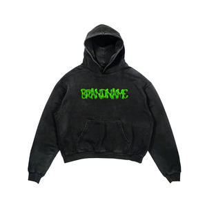 <b>Men</b> Oversized Pullover Hoodie Premium 400 GSM Cotton Fleece Heather <b>Grey</b> Custom Front 3D Puff Embroidery Print Logo Eco-Friendly - Product Image 2