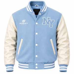 Personalized Team Varsity <b>Jacket</b> Classic Letterman Style with Custom Name Logo Rib Knit Trim and Snap Button Front Closure - Product Image 1