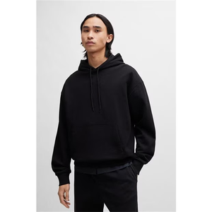 Sudaderas con capucha térmicas de color negro personalizadas para hombre al por mayor sudaderas con capucha transpirables con hombros caídos de alta calidad para hombre - Product Image 3