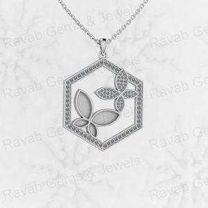 Más vendidos 925 Plata de Ley 26mm Chunky Hexagon Butterfly Semi Mounting Charm Pendant Setting para Resina y recuerdo de cenizas - Product Image 1