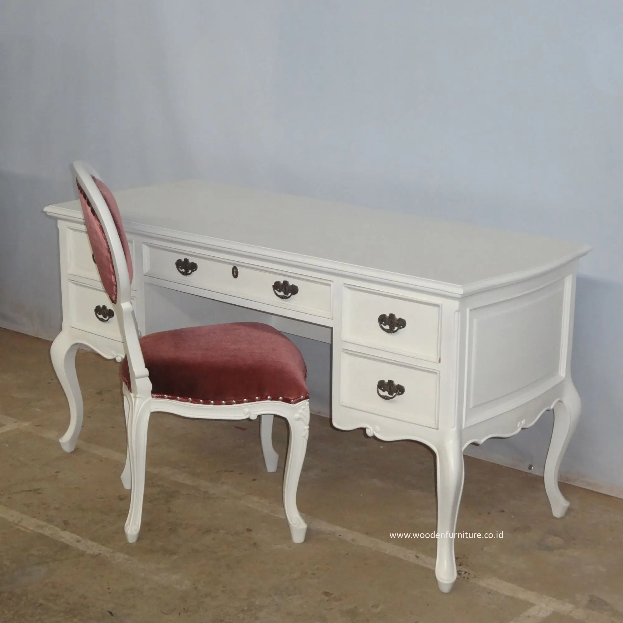 Scrivania in stile francese scrivania verniciata bianca e sedia in legno scrivania segretaria per riproduzione antica mobili per ufficio a casa