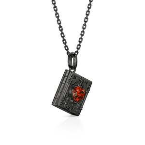 Jeulia Custom Gothic Heart Photo <b>Locket</b> Necklace with Gold Plated Zircon Birthstone - Product Image 3