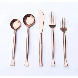 Ensemble de couverts or en aluminium faits à la main couverts pour salade cuillère à thé et ustensiles de cuisine vaisselle élégante à manger usage quotidien - Product Image 2