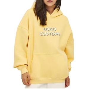 Mode décontracté surdimensionné couleur unie femmes sweats à capuche personnalisés 350g Plus polaire épaissi lâche femmes sweats à capuche - Product Image 1