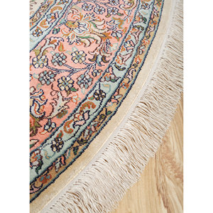 Gulmarg Ivory Hand Knotted Silk <b>Rugs</b> Medallion Rectangle Patchwork Patterns 9x12 for Home Living Room Decorations Skps-132" - Product Image 4