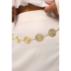 Ceinture de taille pour femme avec détail chaîne dorée, ceinture pour robe, ceinture pour jupe, ceinture pour pantalon - Doré - Product Image 1