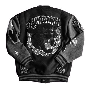 Chaqueta de Béisbol y Fútbol Americano Estilo Letterman Vintage para Hombre, Venta al Por Mayor, Abrigos de Moda Urbana, Mangas de Cuero Bordadas, Ropa de Invierno - Product Image 2
