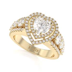 แหวนหมั้นเพชรสองชั้นรูปหัวใจสำหรับผู้หญิง - Product Image 2