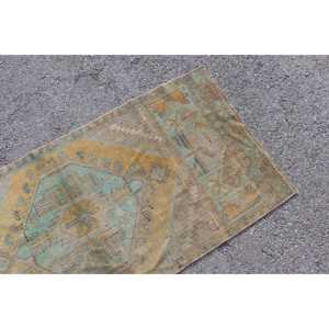 Alfombra de 2.4x5.3 pies, Alfombra Turca Vintage, Alfombra Abstracta Azul y Amarilla - Product Image 5