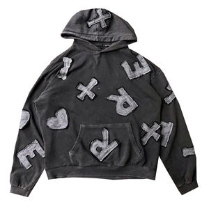 Sudaderas con capucha de punto 100% algodón 380g de diseño personalizado para hombres Sudadera con capucha con estampado de logotipo de gran tamaño Manga larga bordada Otoño - Product Image 1