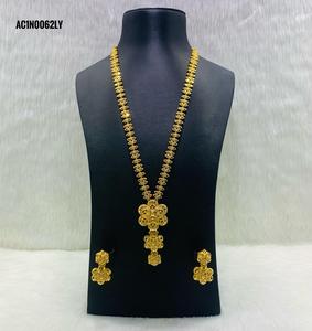Alankeet Creation LLP Gold-Plated Floral Long Necklace Set with Matching Earrings (ACIN0062LY) - Product Image 4