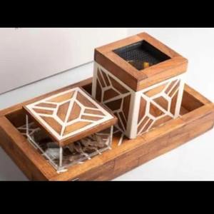 Brûleur d'encens en bois du fabricant indien Ready Ship pour le musc religieux Bakhoor Mubkhar Madkhan pour le thé du Ramadan aux fraises - Product Image 3