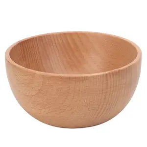 Bol rond artisanal rustique en bois pour un usage quotidien, parfait pour mélanger ou servir et présenter sur table - Product Image 1