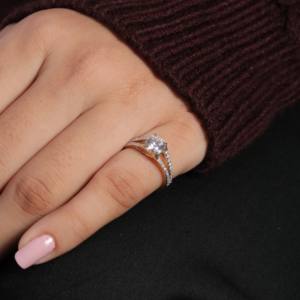 Bague de mariage minimaliste moderne personnalisable en or 18 carats géométrique 925 argent sterling S925 bague de fiançailles d'anniversaire à la mode - Product Image 2