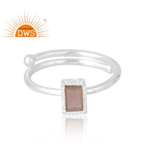 แหวนพลอยอัญมณีรูปพระจันทร์และช็อคโกแลตธรรมชาติทำจากเงินแท้ของ925เครื่องประดับตามสั่งสำหรับเป็นของขวัญสำหรับผู้หญิง - Product Image 3