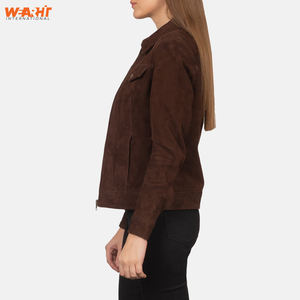 Premium Women's Genuine <b>Suede</b> <b>Bomber</b> <b>Jacket</b> Casual Winter Outerwear Smart Street Style Warm Slim Fit Soft Feel Solid Plain Dyed - Product Image 2
