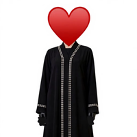 Robe Burkha Longue Droite de Soirée de Créateur Brodé, Anti-Plis, Respirante, de Haute Qualité, avec Broderie Diamantée et Ouverture Frontale