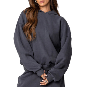 เสื้อมีฮู้ดสำหรับผู้หญิงสุดฮอตผ้าฝ้าย100% พรีเมี่ยมดีไซน์โอเวอร์ไซส์พร้อมสายรัดที่ปรับได้น้ำหนักได้450 GSM - Product Image 1