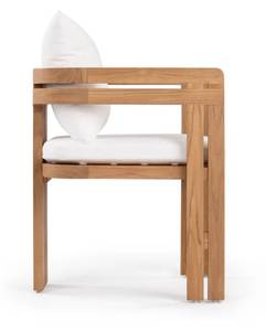 Chaise de salle à manger extérieure moderne en teck massif avec finition de couleur naturelle et tissu imperméable pour la maison, l'hôtel, la chambre et le parc - Product Image 3