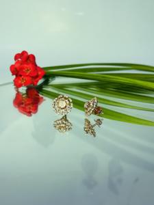 Lujo 14K Oro Rosa HER00153 Pendientes de diamantes Natural H I Corte brillante redondo SI3 I1 Colección de proveedores al por mayor - Product Image 4