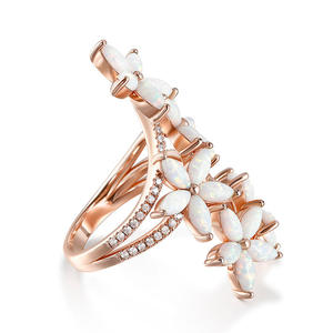 Jeulia Sweet-Smelling <b>Opal</b> Floral <b>Ring</b> in Rose <b>Gold</b> Plated Sterling Silver - Product Image 3