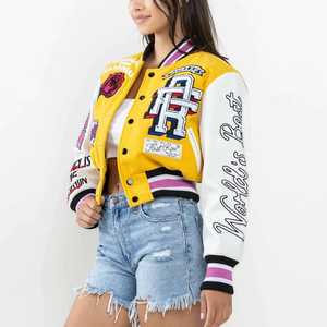 Logo personnalisé broderie dames vestes universitaires manches en cuir collège Baseball femmes veste Letterman Varisty veste hiver - Product Image 2