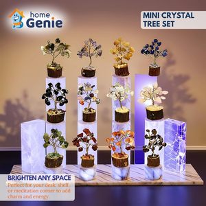 Nhà Genie thu nhỏ đá quý cây bonsai thiết lập | gói 12 nhiều màu pha lê cây trang trí <span class=keywords><strong>vastu</strong></span> và phong thủy Cây đá quý - Product Image 5