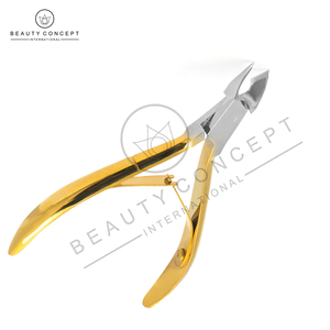 Pince à cuticules professionnelle de luxe durable en acier inoxydable plaqué or, manche français, double ressort, coupe-cuticules 6 mm - Product Image 4